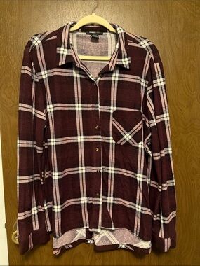 Robert Louis Burgundy Plaid Button-Down Shirt XL